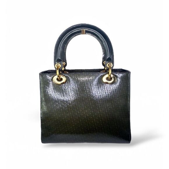 DIOR Olive Green Monogram Patent Leather Lady Dior Bag - Picture 5 of 16